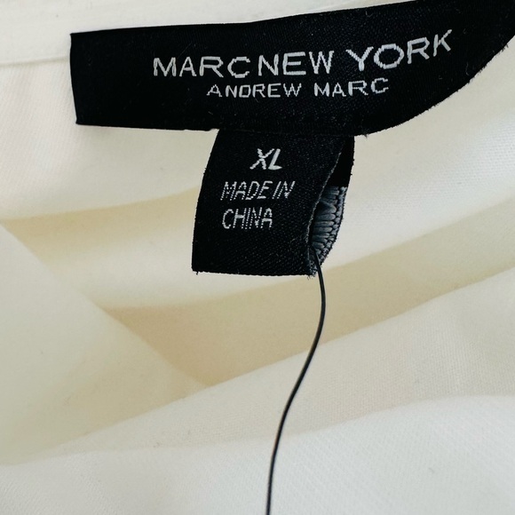 New Marc New York White Cotton One Shoulder Ruffled Blouse Top - Picture 5 of 5